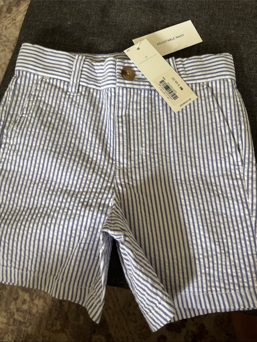 Janie and Jack Blue and White Striped Flat Front Shorts